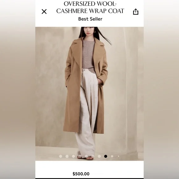 BANANA REPUBLIC OVERSIZED WOOL-CASHMERE WRAP COAT